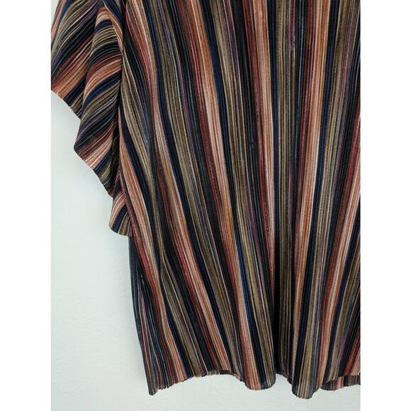 Anthro Vanessa Virginia Top Bienville Metallic Striped Flutter Glam Black Size S - Picture 5 of 12